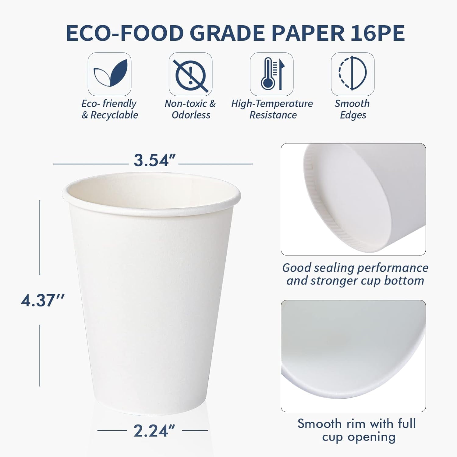 100 Pack 12 oz Disposable Cups, To Go Hot Cups,Leak-Free Food Safe Paper Cups
