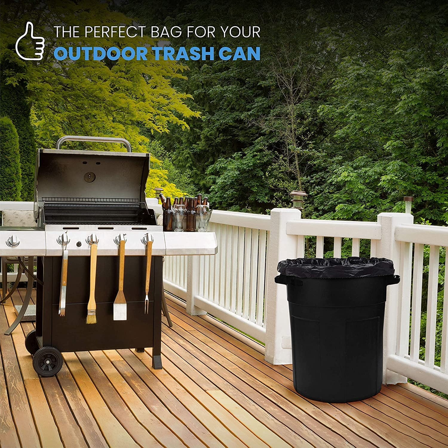 55 Gallon Trash Bags, Heavy Duty Outdoor Garbage Bags (60 Count) for Waste, Lawn and Leaf ,1.5 Mil