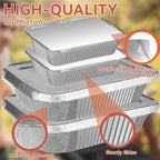 20 Pack Aluminum Pans ,  10 Large 9x13 Foil Pans Half Size & 10 Small 8x6  Tin Foil Baking Pans With Lids