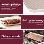 WEPSEN Baking Sheet Pan Set of 3,Carbon Steel Cooking Pans,Diamond Texture Pattern,0.8mm Thick Heavy Duty Cookie Tray,Diamond Gold