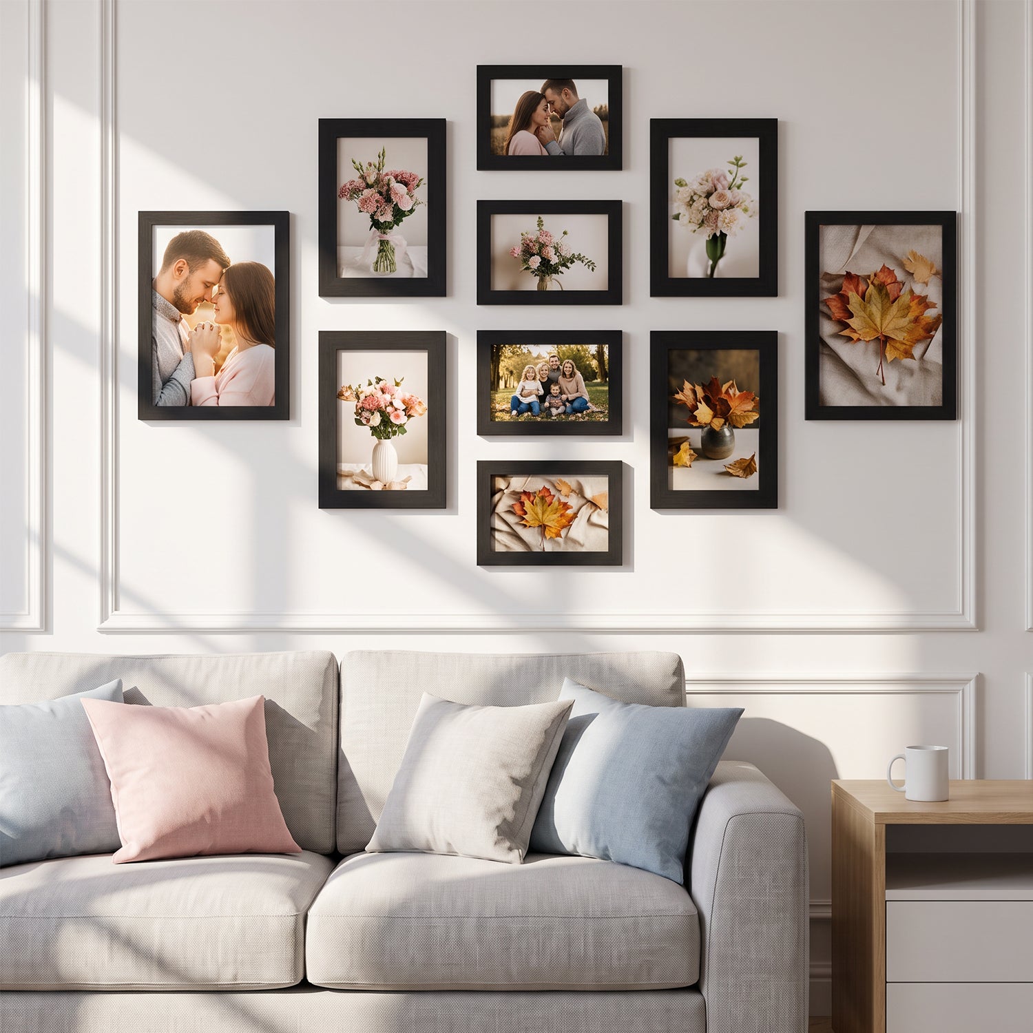 YUANYE 10 Pack Picture Frames Collage Wall Decor, Gallery Frame Set for Wall Mounting or Tabletop Display, Photo Gallery Frame Set for Family, Including 2pcs 8x10, 4pcs 5x7, 4pcs 4x6, Black
