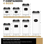Airtight Food Storage Containers With Lids, 7 PCS BPA Free Kitchen Plastic Storage Containers for Dry Food,Flour and Sugar, for Pantry Organization and Storage
