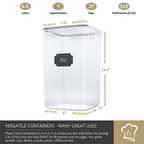 Large Airtight Food Storage Containers with Lids, Plastic Airtight Canisters for Flour, Sugar, Rice, Food Storage for Kitchen Pantry Organization 2 Pcs Set 6.5L / 219.79fl oz, BPA Free