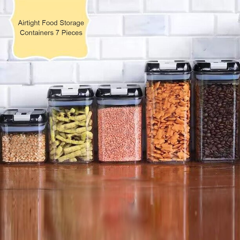 Airtight Food Storage Containers With Lids, 7 PCS BPA Free Kitchen Plastic Storage Containers for Dry Food,Flour and Sugar, for Pantry Organization and Storage