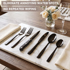Kosbon 48-Piece Black Silverware Set for 8, with Steak Knives - Food Grade Stainless Steel Flatware Cutlery Utensil Set - Premium Mirror Polished Finish for Home Restaurant Daily Use