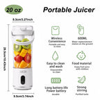 SINYWAY Portable Blender, 20 Oz Smoothie Blender USB Rechargeable Personal Blender for Kitchen with 12 Blades Direct-Drink Lid Cup Base