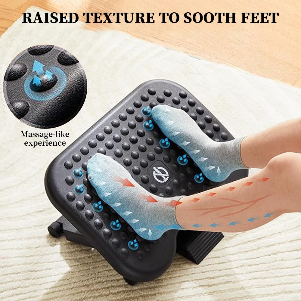 WEPSEN Adjustable Under Desk Footrest,Ergonomic Foot Stool for Under Desk at Work with Massage,3 Height Position 30 Degree Tilt Angle Adjustment,Back Pain Pressure Relief Leg Circulation Office Work Gift