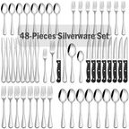 Kosbon 48-Pieces Silverware Set for 8, Stainless Steel Flatware Cutlery Utensil Set forks and Spoons, Kitchen Tableware Set