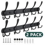 SINYWAY 2 Packs Coat Rack Wall Mounted, Hat Rack for Wall 16" Heavy Duty Wall Coat Hooks Wall Coat Rack with 5 Triple Hooks