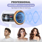 YUANYE Ionic Hair Dryer, 2100W Professional Blow Dryer, Negative Ion Technolog Drying with 3 Heating, 2 Speed, 2 Nozzle for Home Salon Travel