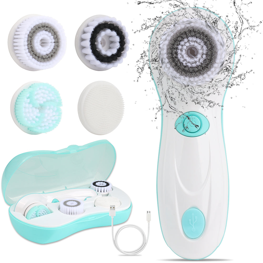 YUANYE Facial Cleansing Brush Electric Face Brush Scrubber for Exfoliating with 4 Cleanser Heads, 2 Speeds