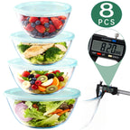 WEPSEN 4 Pack Glass Mixing Bowls Set (3/1.7/0.9/0.6QT),Large Salad Bowls Sets with BPA-Free Lids,Glass Thick Nesting Bowls for Kitchen Baking,Cooking Prep,Storage,Dishwasher Microwave Freezer Safe