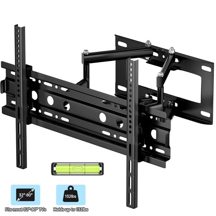 YUANYE Full Motion TV Wall Mount Bracket for 32-80 inch TVs, Articulating Arms with Swivel Tilt Extension, Holds Up to 132lbs, Max VESA 600x400mm