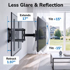 YUANYE Full Motion TV Wall Mount Bracket for 32-80 inch TVs, Articulating Arms with Swivel Tilt Extension, Holds Up to 132lbs, Max VESA 600x400mm