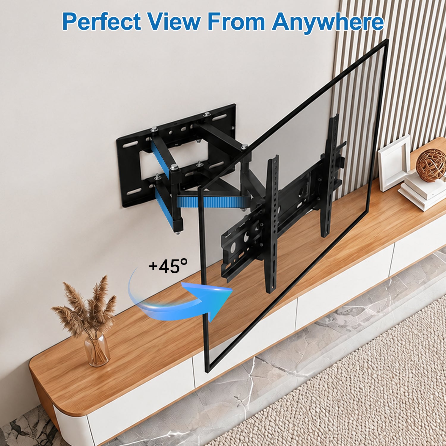 YUANYE Full Motion TV Wall Mount Bracket for 32-80 inch TVs, Articulating Arms with Swivel Tilt Extension, Holds Up to 132lbs, Max VESA 600x400mm