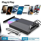 External CD DVD Drive for Laptop & Desktop , [7 in 1] USB 3.0 Type-C External DVD Player Portable CD/DVD ROM Burner with TF/SD Card Slots