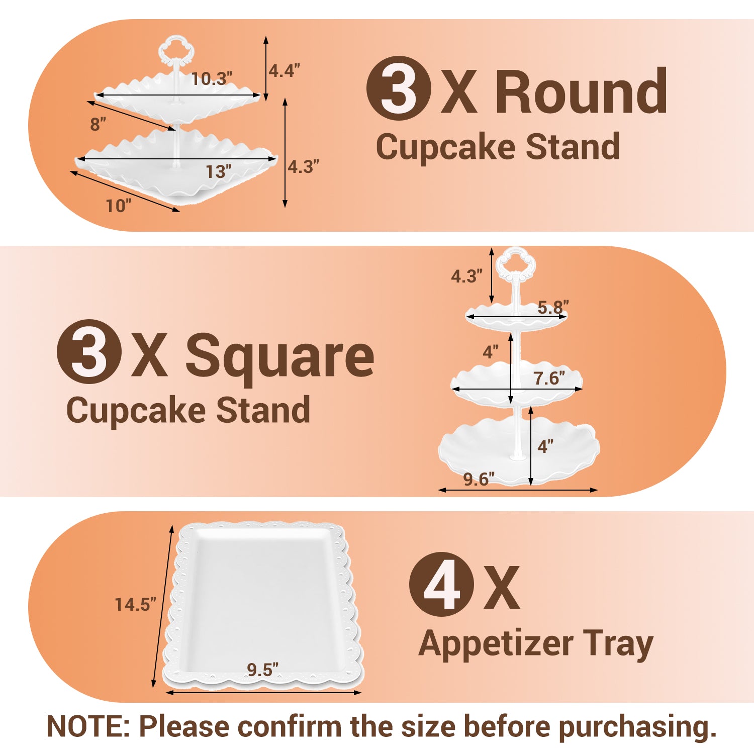 SINYWAY 10 PCS Cupcake Stand Set, Plastic Dessert Table Display Set with 2-Tier & 3-Tier Serving Trays and Cake Stands for Party Wedding Birthday, White