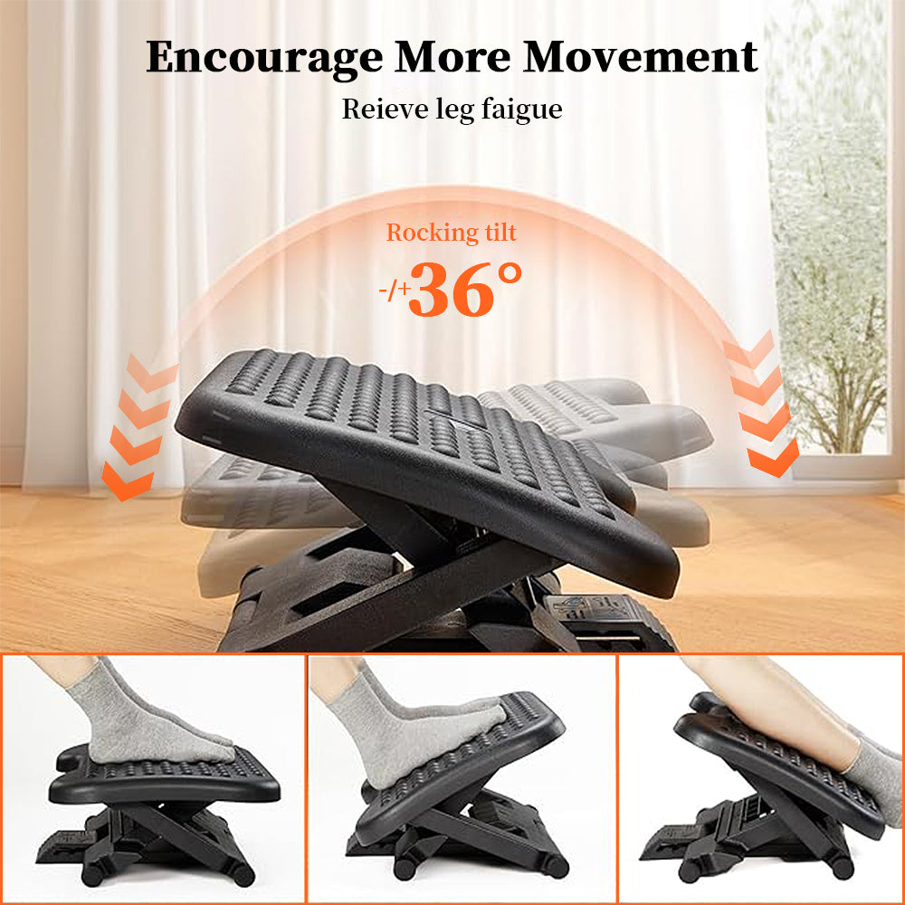 WEPSEN Adjustable Under Desk Footrest,Ergonomic Foot Stool for Under Desk at Work with Massage,3 Height Position 30 Degree Tilt Angle Adjustment,Back Pain Pressure Relief Leg Circulation Office Work Gift