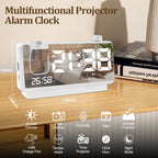 Digital Projection Alarm Clock for Bedroom, 4-Level YUANYE Dimmer, Dual Alarms, USB Charger Ports, Temperature & Humidity Display, Battery Backup, Snooze Function, 12/24H