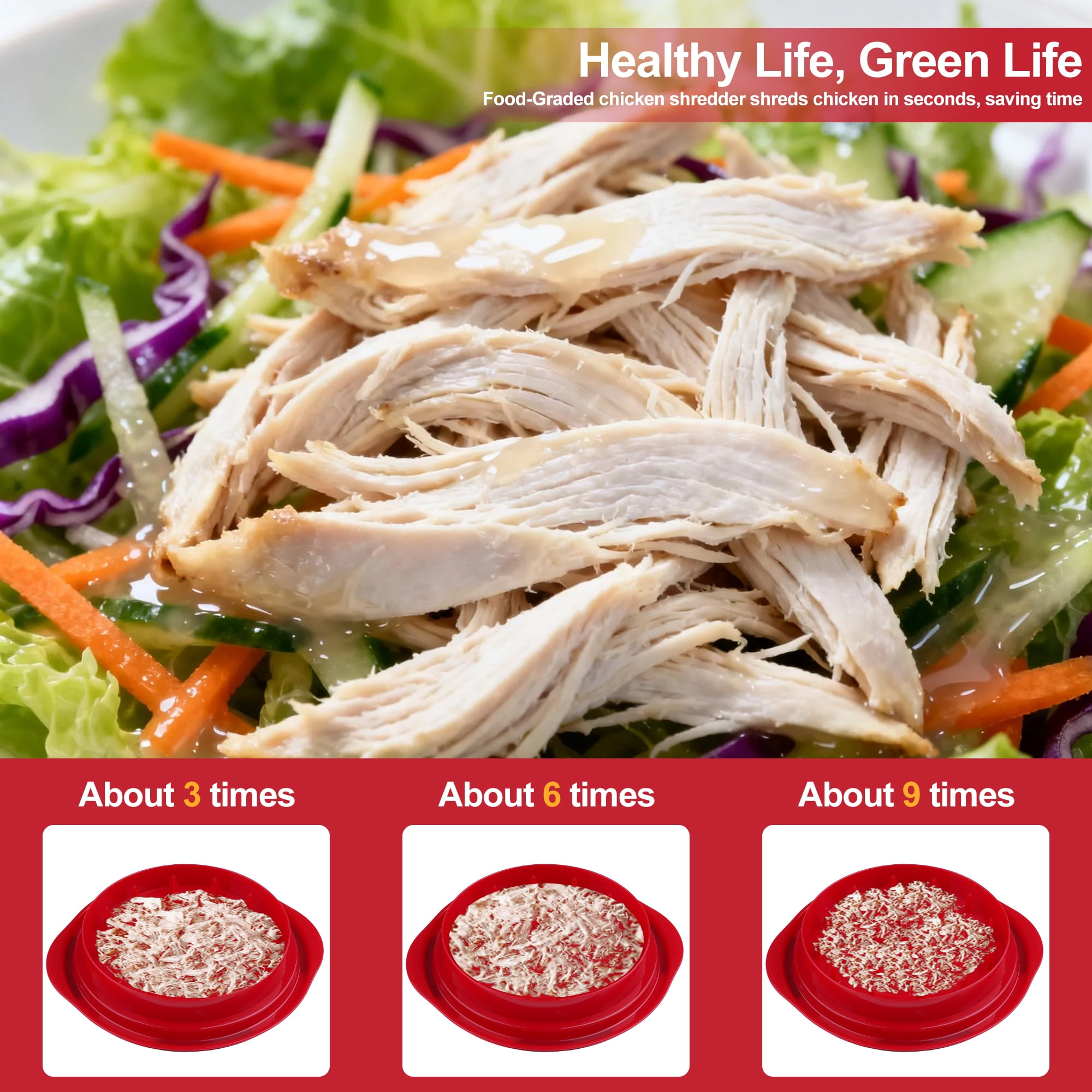 Kosbon Chicken Shredder, Breast Shredder Tool Twist, Transparent Lid, Anti-Slip Ergonomic Handle Heat Resistant BPA Free Meat Shredder Claws