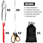 Kosbon 21-pieces Seafood Tools Set Includes 6 Sharp Crab Crackers, 6 Lobster Shellers, 6 Crab Leg Forks/Picks and 2 Safe Seafood Scissors & Storage Bag