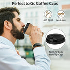 100 Pack 12 oz Paper Coffee Cups, Disposable Coffee Cups with Lids and Sleeves for Home and Cafes.