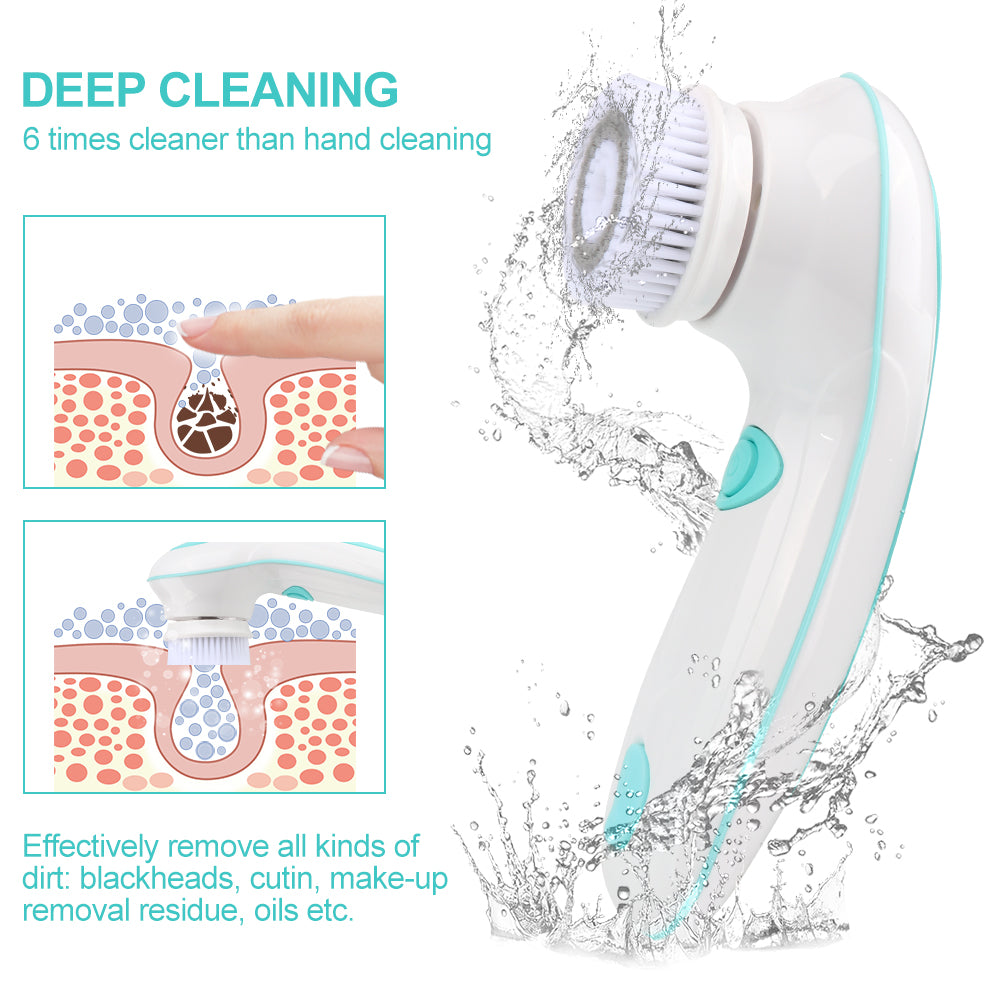 YUANYE Facial Cleansing Brush Electric Face Brush Scrubber for Exfoliating with 4 Cleanser Heads, 2 Speeds