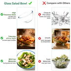 WEPSEN 4 Pack Glass Mixing Bowls Set (3/1.7/0.9/0.6QT),Large Salad Bowls Sets with BPA-Free Lids,Glass Thick Nesting Bowls for Kitchen Baking,Cooking Prep,Storage,Dishwasher Microwave Freezer Safe