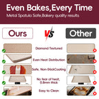 WEPSEN Baking Sheet Pan Set of 3,Carbon Steel Cooking Pans,Diamond Texture Pattern,0.8mm Thick Heavy Duty Cookie Tray,Diamond Gold