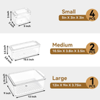 Set of 7 Fridge Organizer Refrigerator Organizer Bins with Lids, Fridge Organization and Storage Clear Containers, Stackable Plastic Pantry Storage Bins for Fruits, Vegetable, Food, BPA Free Kosbon