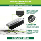 Meal Prep Containers, 50 Packs Plastic Food Storage Containers with Lids, 32oz Bento Box Reusable, To Go Containers Disposable, BPA Free