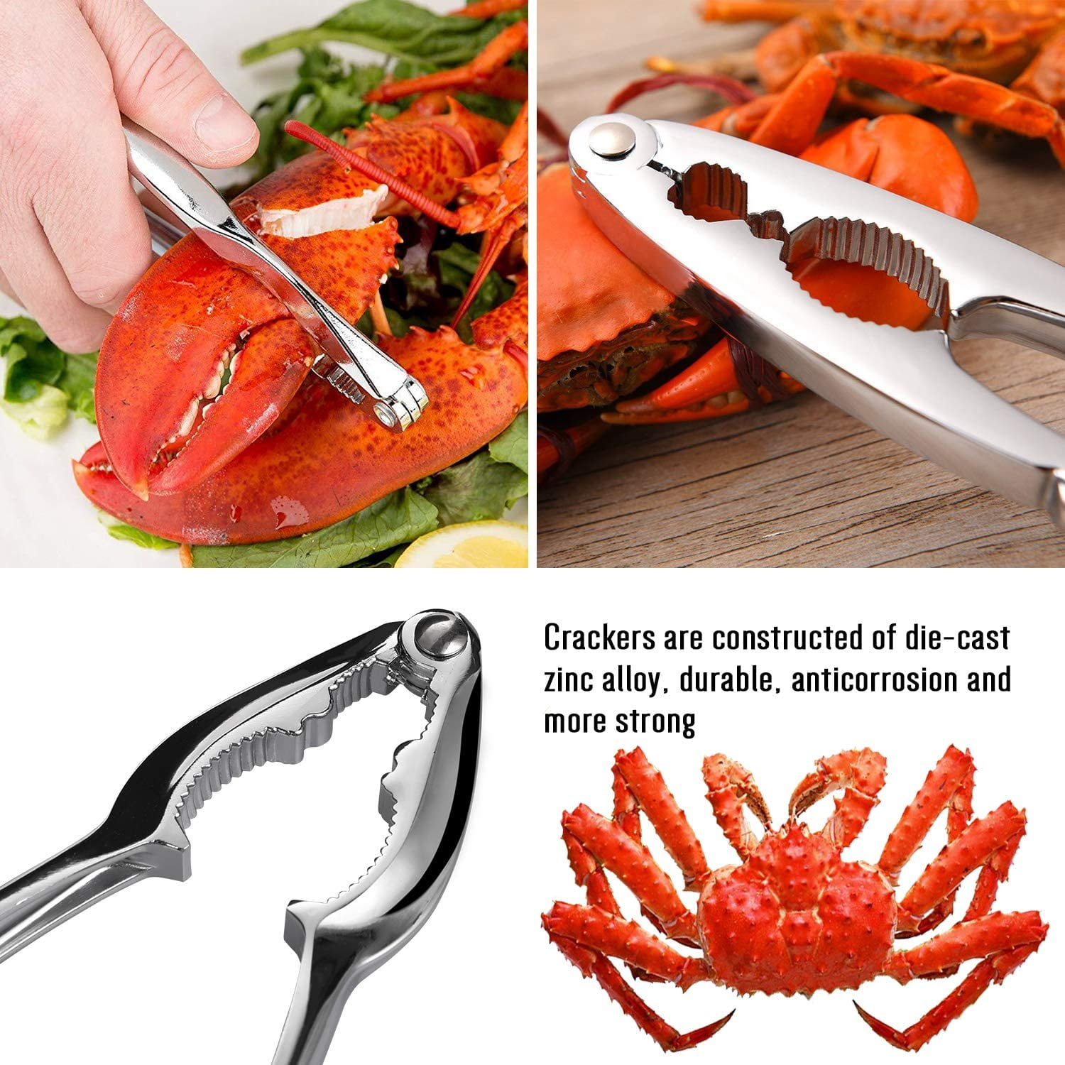 Kosbon 21-pieces Seafood Tools Set Includes 6 Sharp Crab Crackers, 6 Lobster Shellers, 6 Crab Leg Forks/Picks and 2 Safe Seafood Scissors & Storage Bag