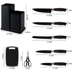 Kosbon 19pcs Cooking Utensils Set, Kitchen Set Utensils Set with 11 Pieces Spatula Cooking Utensils,Heat Resistant Silicone Utensils 5 Piece Sharp Knife Set 1 Scissors and 1 Utensil Cutting Board Black