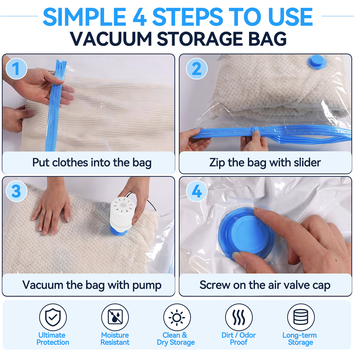 WEPSEN 20 Pack Vacuum Storage Bags with Electric Pump,Space Saver Bags(6 Small,5 Medium,5 Large,4 Jumbo),Vacuum Sealer Bags for Clothes, Mattress, Blanket, Duvets, Pillows, Comforters,Travel