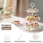 SINYWAY 10 PCS Cupcake Stand Set, Plastic Dessert Table Display Set with 2-Tier & 3-Tier Serving Trays and Cake Stands for Party Wedding Birthday, White