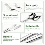 WEPSEN 24 PCS Silverware Set, Flatware Set for 4, Food-Grade Stainless Steel Cutlery Set, Mirror Finished Utensil Sets, Including Steak Knife Fork and Spoon,Dishwasher Safe, Silver