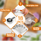 WEPSEN 18-Piece Stainless Steel Measuring Cups and Spoons Set,5 Stainless Steel Nesting Measuring Cups & 6 Spoons,1 Leveler & 5Mini Measuring Spoons,1Tbsp Coffee Scoop with Clip for Cooking & Baking