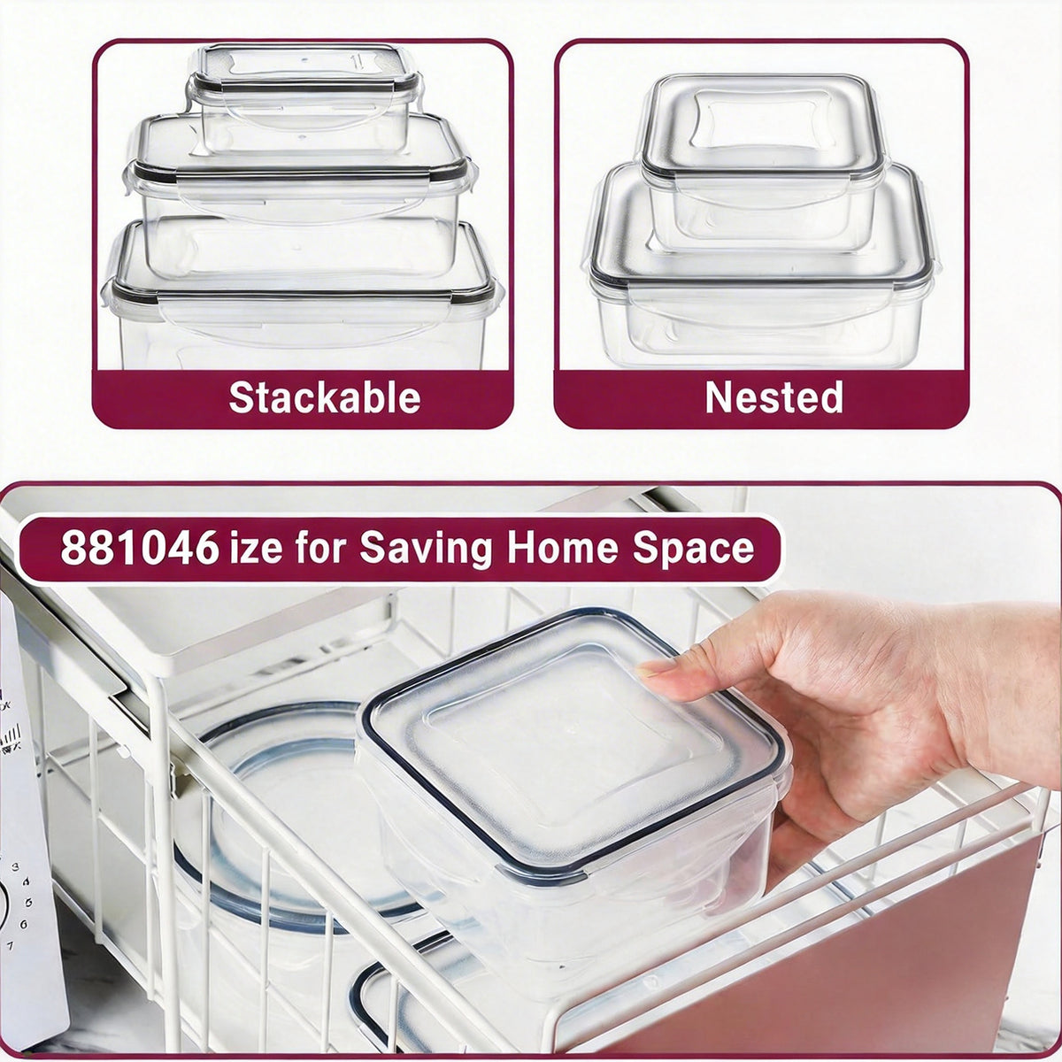 SINYWAY 50 Pcs Food Storage Containers with Lids (24 Containers + 24 Lids+ Labels &amp; Marker), Meal Prep Containers for Pantry Organization and Kitchen Storage BPA-Free Plastic Food Containers Set
