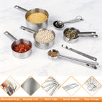 WEPSEN 18-Piece Stainless Steel Measuring Cups and Spoons Set,5 Stainless Steel Nesting Measuring Cups & 6 Spoons,1 Leveler & 5Mini Measuring Spoons,1Tbsp Coffee Scoop with Clip for Cooking & Baking