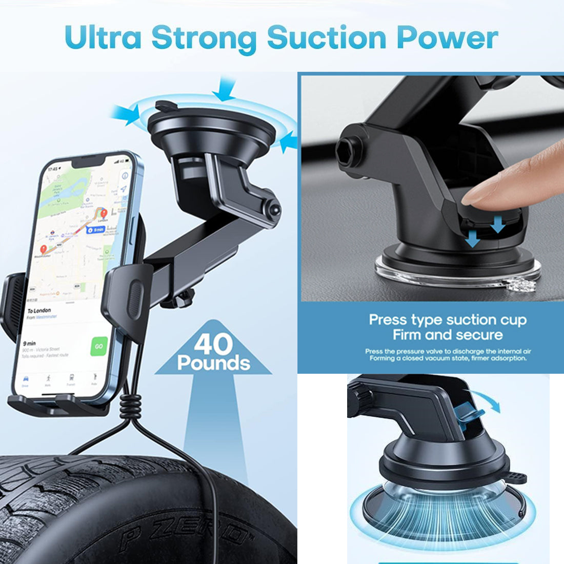 SINYWAY Wireless Car Charger, 15W Fast Charging Auto Clamping Car Charger Phone Mount Air Vent Phone Holder, Fit for Phone Support Wireless Charging (Width 60-90mm) iPhone, Samsung Galaxy/Ultra, Google/LG