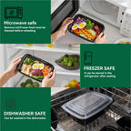 Meal Prep Containers, 50 Packs Plastic Food Storage Containers with Lids, 32oz Bento Box Reusable, To Go Containers Disposable, BPA Free