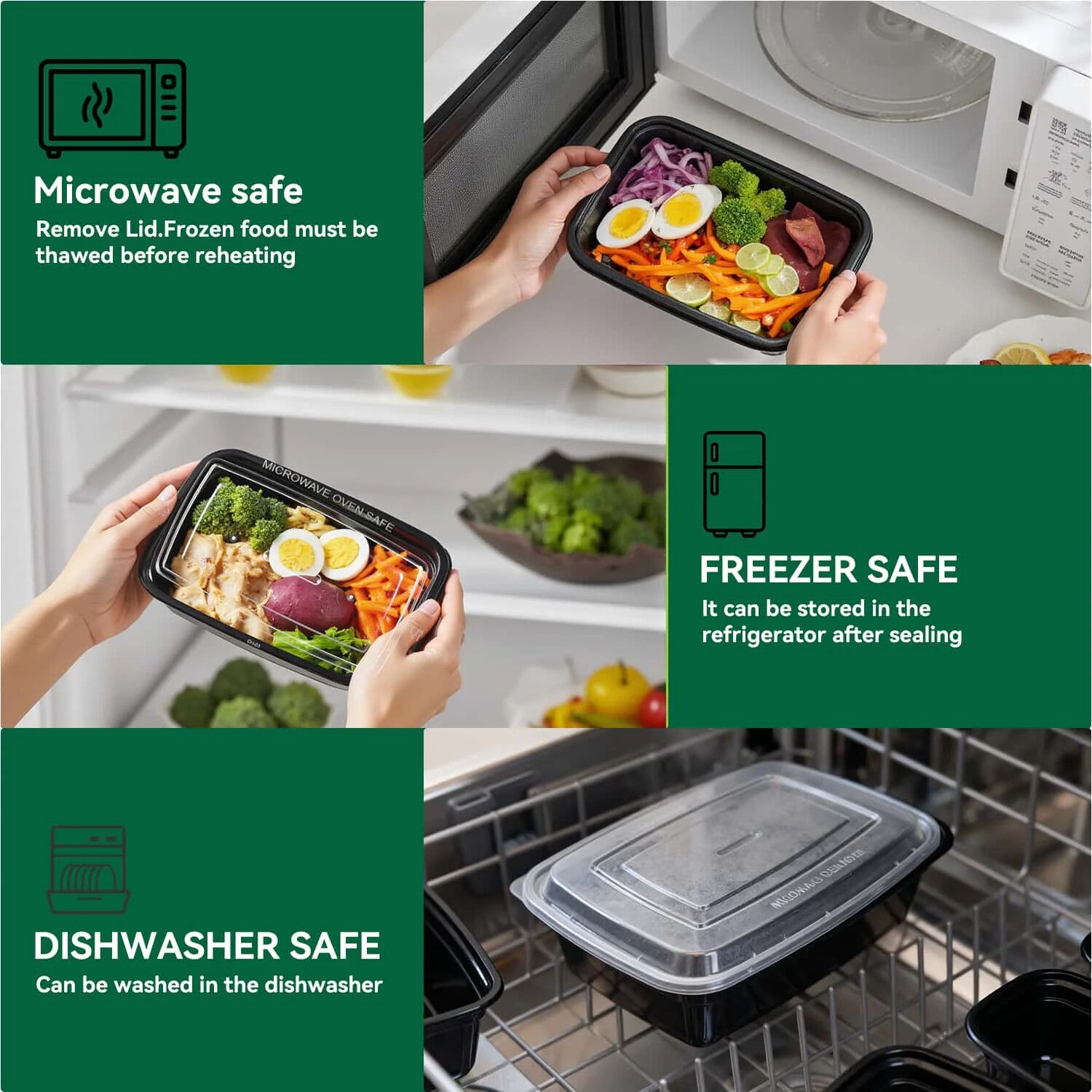 Meal Prep Containers, 50 Packs Plastic Food Storage Containers with Lids, 32oz Bento Box Reusable, To Go Containers Disposable, BPA Free