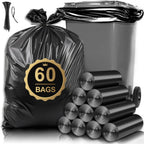55 Gallon Trash Bags, Heavy Duty Outdoor Garbage Bags (60 Count) for Waste, Lawn and Leaf ,1.5 Mil
