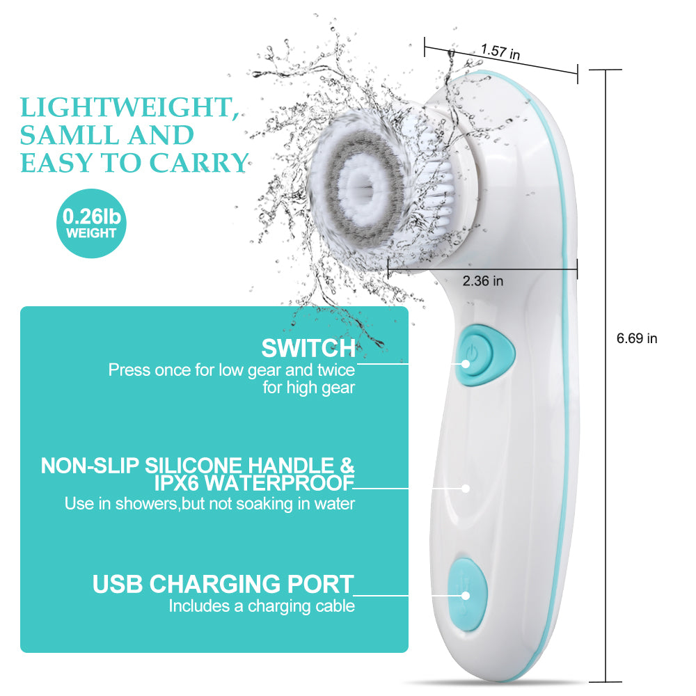 YUANYE Facial Cleansing Brush Electric Face Brush Scrubber for Exfoliating with 4 Cleanser Heads, 2 Speeds