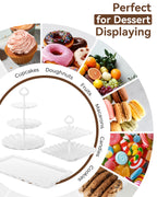 SINYWAY 10 PCS Cupcake Stand Set, Plastic Dessert Table Display Set with 2-Tier & 3-Tier Serving Trays and Cake Stands for Party Wedding Birthday, White