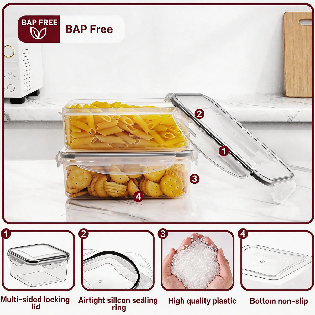 SINYWAY 50 Pcs Food Storage Containers with Lids (24 Containers + 24 Lids+ Labels &amp; Marker), Meal Prep Containers for Pantry Organization and Kitchen Storage BPA-Free Plastic Food Containers Set