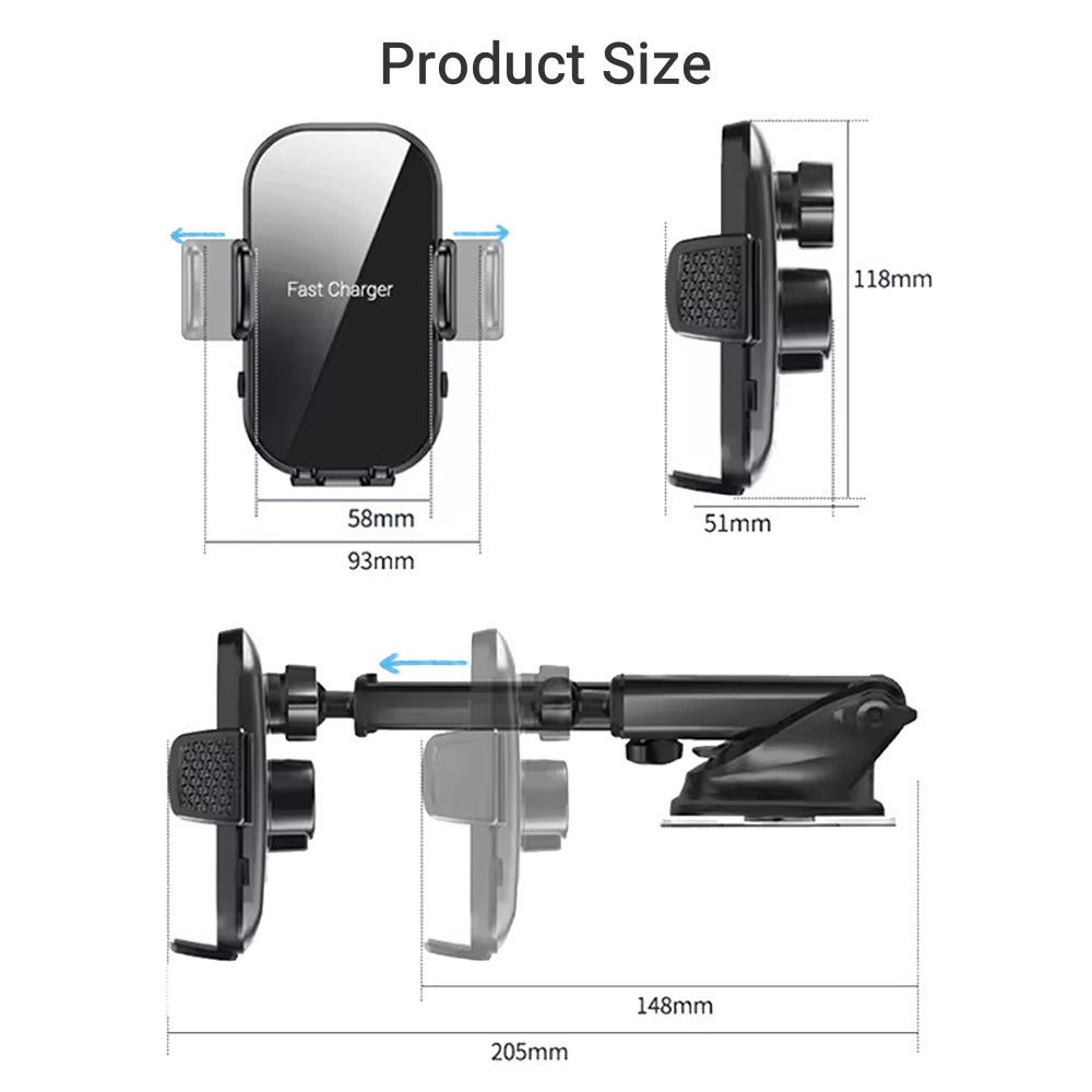 SINYWAY Wireless Car Charger, 15W Fast Charging Auto Clamping Car Charger Phone Mount Air Vent Phone Holder, Fit for Phone Support Wireless Charging (Width 60-90mm) iPhone, Samsung Galaxy/Ultra, Google/LG