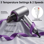 2000W Ionic Hair Dryer, Foldable Fast Drying Blow Dryer with Diffuser & Concentrator Nozzles for Home and Travel Use, Grey