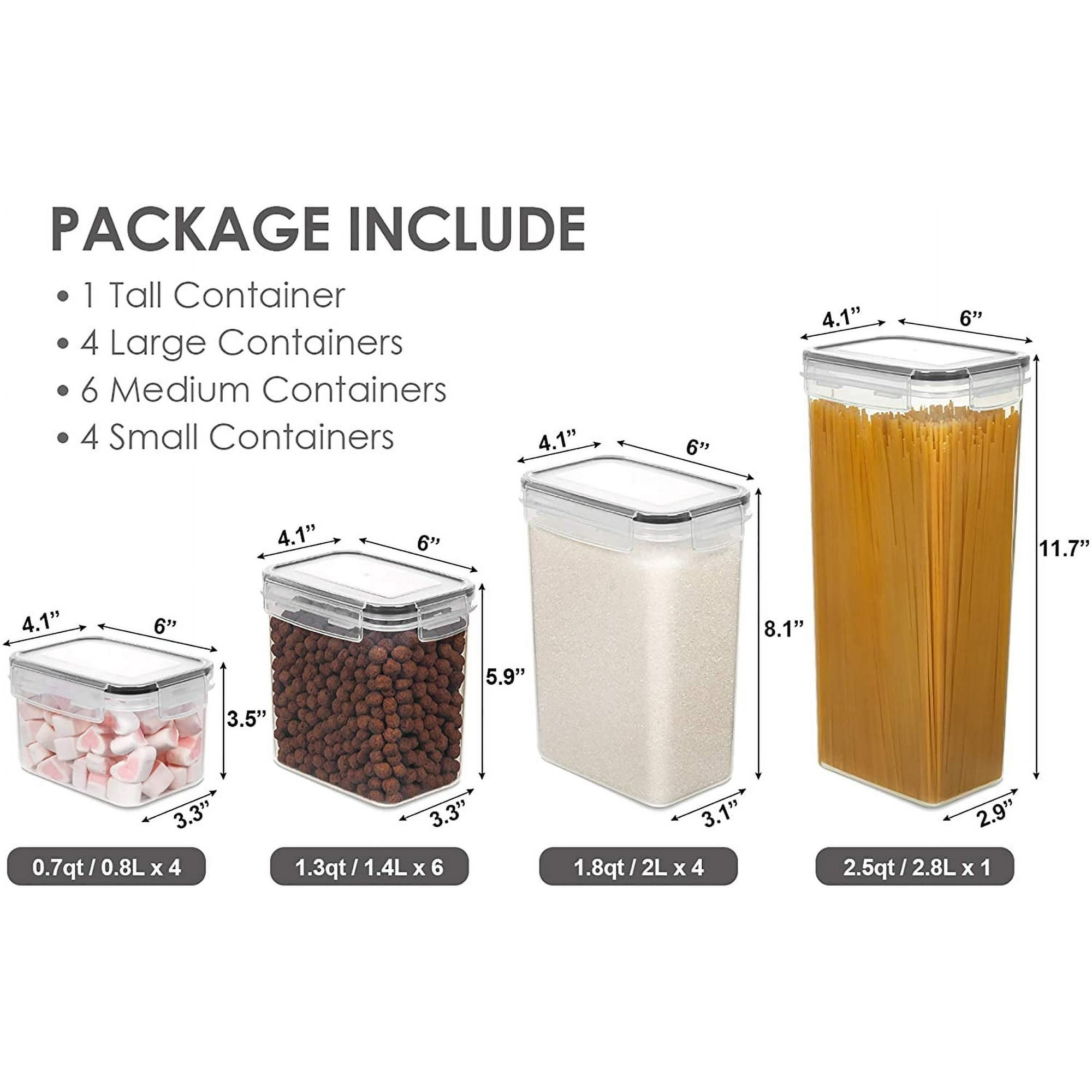 15 Packs Airtight Food Storage Containers Set with Lids, Kitchen Pantry Organization and BPA Free Plastic Canisters Include 24 Labels