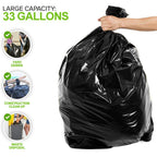 33 Gallon Trash Bags (75Count) ,30-33 Gallon Black Garbage Bags ,Garbage Can Liners with Tying Ropes